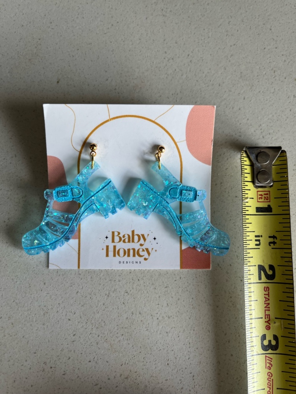 Blue Glitter jelly sandal Earrings